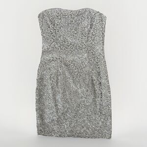 Jessica McClintock Sequin Mini Dress Size 6 Lace Strapless Formal Prom Tube VTG